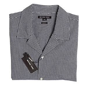 Michael Kors Shirt Men's XL Casual Short Sleeve Shirt Black & White Gingham NEW